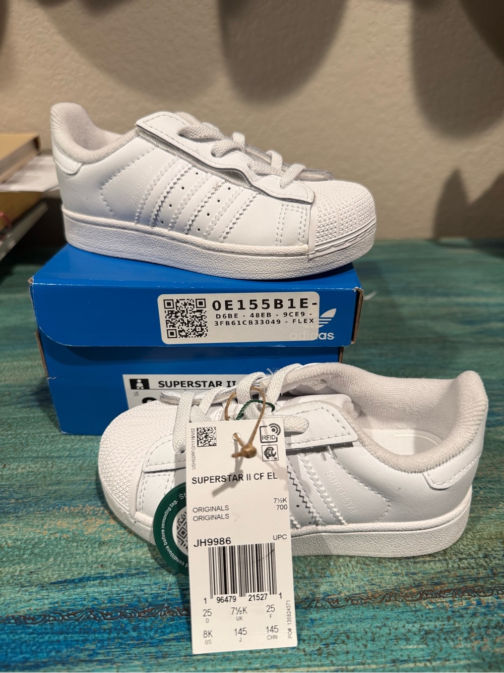 adidas Kids White Superstar II CF EL Casual Sneakers
